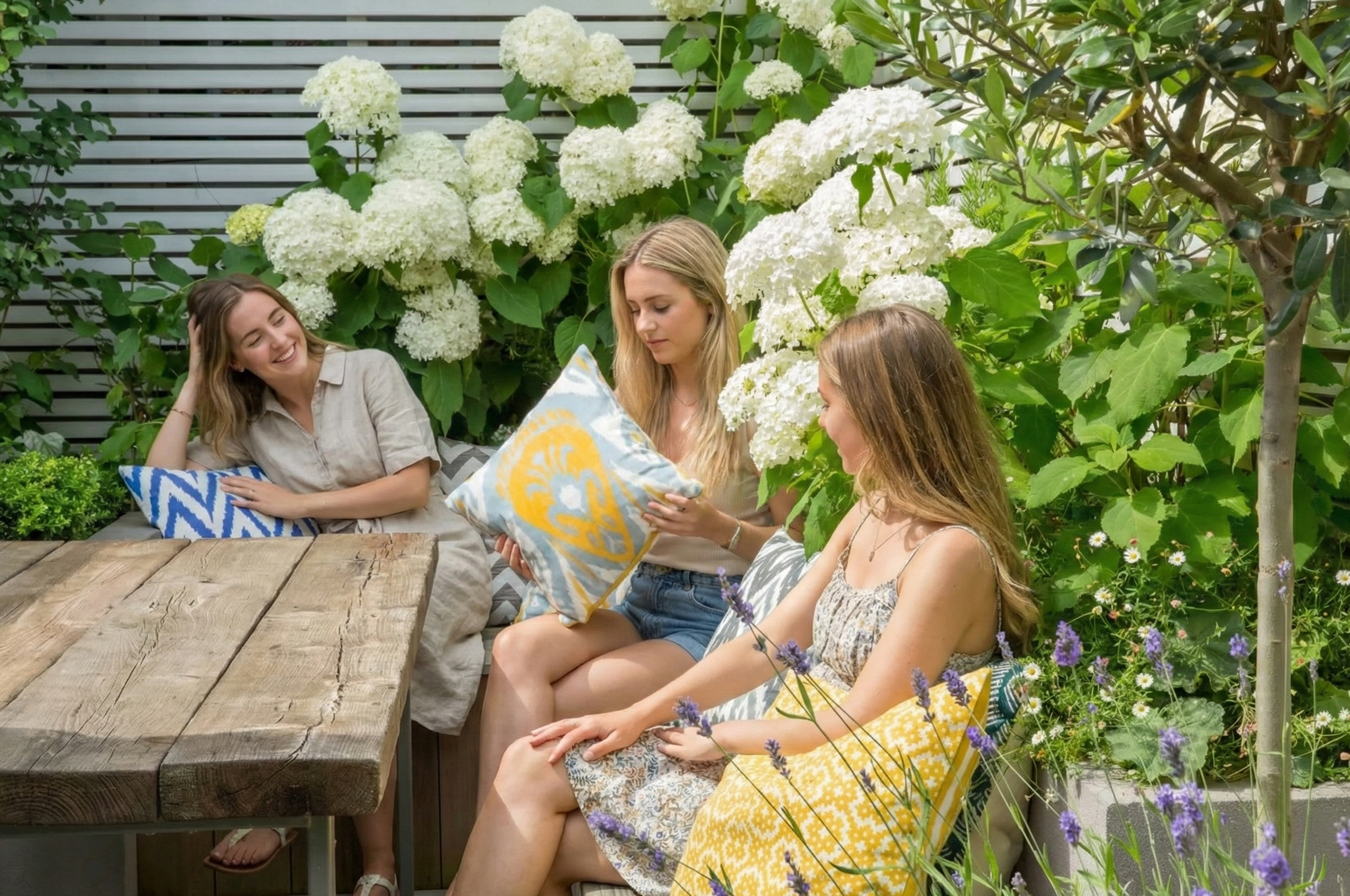 Vertical container garden setup with tiered planters and hanging baskets maximizing small space